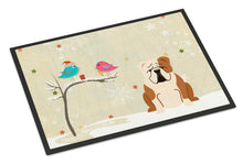 Load image into Gallery viewer, Christmas Presents between Friends English Bulldog Fawn White Doormat - 24x36 Decorative Floor Mat – Indoor/Outdoor Rug with Artistic Flair BB2597JMAT