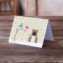 Load image into Gallery viewer, Christmas Presents between Friends English Bulldog - Grey Brindle Greeting Cards -  Blank Note Cards – 8-Pack of Artist-Designed Cards with Envelopes