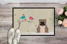 Load image into Gallery viewer, Christmas Presents between Friends English Bulldog Grey Brindle  Doormat - 24x36 Decorative Floor Mat – Indoor/Outdoor Rug with Artistic Flair BB2598JMAT