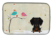 Load image into Gallery viewer, Christmas Presents between Friends Wire Haired Dachshund Black Tan Dish Drying Mat – Absorbent, Artistic Kitchen Essentials BB2599DDM