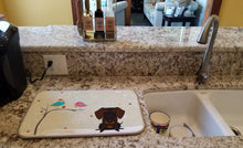 Load image into Gallery viewer, Christmas Presents between Friends Wire Haired Dachshund Chocolate Dish Drying Mat – Absorbent, Artistic Kitchen Essentials BB2601DDM