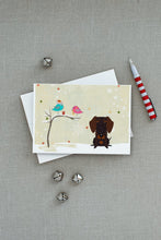 Load image into Gallery viewer, Christmas Presents between Friends Dachshund - Chocolate Greeting Cards -  Blank Note Cards – 8-Pack of Artist-Designed Cards with Envelopes