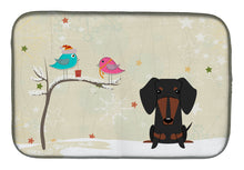 Load image into Gallery viewer, Christmas Presents between Friends Dachshund Black Tan Dish Drying Mat – Absorbent, Artistic Kitchen Essentials BB2604DDM