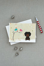 Load image into Gallery viewer, Christmas Presents between Friends Dachshund - Black and Tan Greeting Cards -  Blank Note Cards – 8-Pack of Artist-Designed Cards with Envelopes