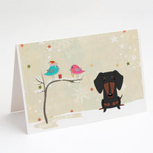 Load image into Gallery viewer, Christmas Presents between Friends Dachshund - Black and Tan Greeting Cards -  Blank Note Cards – 8-Pack of Artist-Designed Cards with Envelopes