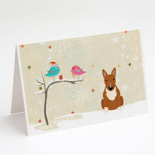 Load image into Gallery viewer, Christmas Presents between Friends Bull Terrier - Red Greeting Cards -  Blank Note Cards – 8-Pack of Artist-Designed Cards with Envelopes