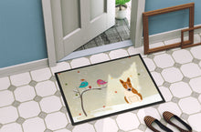 Load image into Gallery viewer, Christmas Presents between Friends Bull Terrier Red White Doormat - 24x36 Decorative Floor Mat – Indoor/Outdoor Rug with Artistic Flair BB2607JMAT
