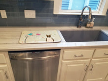 Load image into Gallery viewer, Christmas Presents between Friends Bull Terrier Dark Brindle Dish Drying Mat – Absorbent, Artistic Kitchen Essentials BB2608DDM