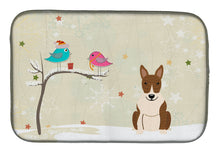 Load image into Gallery viewer, Christmas Presents between Friends Bull Terrier Brindle Dish Drying Mat – Absorbent, Artistic Kitchen Essentials BB2609DDM