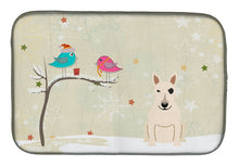 Load image into Gallery viewer, Christmas Presents between Friends Bull Terrier White Dish Drying Mat – Absorbent, Artistic Kitchen Essentials BB2610DDM