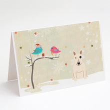 Load image into Gallery viewer, Christmas Presents between Friends Bull Terrier - White Greeting Cards -  Blank Note Cards – 8-Pack of Artist-Designed Cards with Envelopes