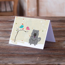 Load image into Gallery viewer, Christmas Presents between Friends Chow Chow - Blue Greeting Cards -  Blank Note Cards – 8-Pack of Artist-Designed Cards with Envelopes