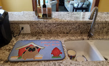 Load image into Gallery viewer, Dog House Collection Pug Brown Dish Drying Mat – Absorbent, Artistic Kitchen Essentials BB2759DDM