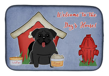 Load image into Gallery viewer, Dog House Collection Pug Black Dish Drying Mat – Absorbent, Artistic Kitchen Essentials BB2760DDM