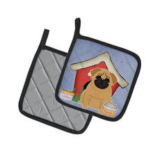 Load image into Gallery viewer, Dog House Collection Pug Brown Pot Holders - Set of 2 - Heat-Resistant Kitchen Essentials BB2761PTHD