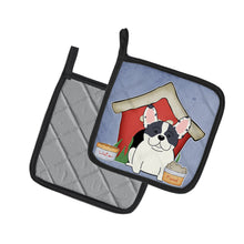 Load image into Gallery viewer, Dog House Collection French Bulldog Piebald Pot Holders - Set of 2 - Heat-Resistant Kitchen Essentials BB2765PTHD