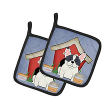 Load image into Gallery viewer, Dog House Collection French Bulldog Piebald Pot Holders - Set of 2 - Heat-Resistant Kitchen Essentials BB2765PTHD