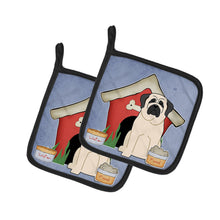 Load image into Gallery viewer, Dog House Collection Mastiff White Pot Holders - Set of 2 - Heat-Resistant Kitchen Essentials BB2771PTHD
