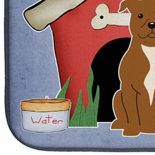 Load image into Gallery viewer, Dog House Collection Staffordshire Bull Terrier Brown Dish Drying Mat – Absorbent, Artistic Kitchen Essentials BB2801DDM