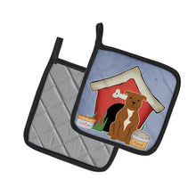 Load image into Gallery viewer, Dog House Collection Staffordshire Bull Terrier Brown Pot Holders - Set of 2 - Heat-Resistant Kitchen Essentials