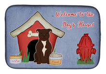 Load image into Gallery viewer, Dog House Collection Staffordshire Bull Terrier Chocolate Dish Drying Mat – Absorbent, Artistic Kitchen Essentials BB2802DDM