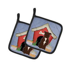 Load image into Gallery viewer, Dog House Collection Staffordshire Bull Terrier Chocolate Pot Holders - Set of 2 - Heat-Resistant Kitchen Essentials