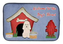 Load image into Gallery viewer, Dog House Collection Poodle White Dish Drying Mat – Absorbent, Artistic Kitchen Essentials BB2824DDM