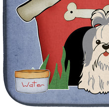 Load image into Gallery viewer, Dog House Collection Shih Tzu Silver White Dish Drying Mat – Absorbent, Artistic Kitchen Essentials BB2839DDM