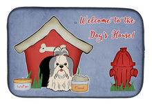Load image into Gallery viewer, Dog House Collection Shih Tzu Silver White Dish Drying Mat – Absorbent, Artistic Kitchen Essentials BB2839DDM