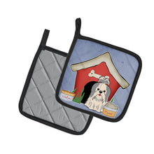 Load image into Gallery viewer, Dog House Collection Shih Tzu Silver White Pot Holders - Set of 2 - Heat-Resistant Kitchen Essentials