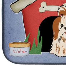 Load image into Gallery viewer, Dog House Collection Shih Tzu Red White Dish Drying Mat – Absorbent, Artistic Kitchen Essentials BB2841DDM