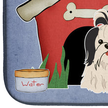 Load image into Gallery viewer, Dog House Collection Shih Tzu Black White Dish Drying Mat – Absorbent, Artistic Kitchen Essentials BB2842DDM