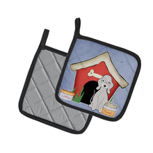 Load image into Gallery viewer, Dog House Collection Bedlington Terrier Blue Pot Holders - Set of 2 - Heat-Resistant Kitchen Essentials