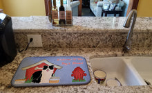 Load image into Gallery viewer, Dog House Collection Border Collie Black White Dish Drying Mat – Absorbent, Artistic Kitchen Essentials BB2872DDM