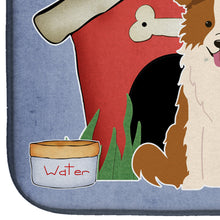 Load image into Gallery viewer, Dog House Collection Border Collie Red White Dish Drying Mat – Absorbent, Artistic Kitchen Essentials BB2873DDM