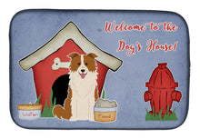 Load image into Gallery viewer, Dog House Collection Border Collie Red White Dish Drying Mat – Absorbent, Artistic Kitchen Essentials BB2873DDM