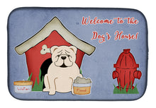 Load image into Gallery viewer, Dog House Collection English Bulldog White Dish Drying Mat – Absorbent, Artistic Kitchen Essentials BB2877DDM
