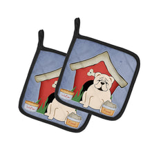 Load image into Gallery viewer, Dog House Collection English Bulldog White Pot Holders - Set of 2 - Heat-Resistant Kitchen Essentials