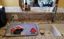 Load image into Gallery viewer, Dog House Collection Wire Haired Dachshund Black Tan Dish Drying Mat – Absorbent, Artistic Kitchen Essentials BB2881DDM