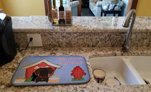 Load image into Gallery viewer, Dog House Collection Wire Haired Dachshund Chocolate Dish Drying Mat – Absorbent, Artistic Kitchen Essentials BB2883DDM