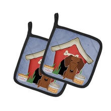 Load image into Gallery viewer, Dog House Collection Dachshund Red Brown Pot Holders - Set of 2 - Heat-Resistant Kitchen Essentials