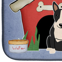 Load image into Gallery viewer, Dog House Collection Bull Terrier Black White Dish Drying Mat – Absorbent, Artistic Kitchen Essentials BB2887DDM