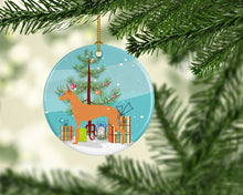 Load image into Gallery viewer, Pharaoh Hound Merry Christmas Tree Ornament - Round Ceramic Ornament – Artist-Designed Keepsake Decoration BB2906CO1