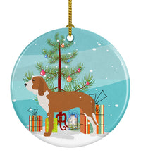 Load image into Gallery viewer, Spanish Hound Merry Christmas Tree Ornament - Round Ceramic Ornament – Artist-Designed Keepsake Decoration BB2909CO1