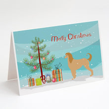 Load image into Gallery viewer, Afghan Hound Merry Christmas Tree Greeting Cards -  Blank Note Cards – 8-Pack of Artist-Designed Cards with Envelopes