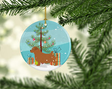 Load image into Gallery viewer, Norfolk Terrier Merry Christmas Tree Ornament - Round Ceramic Ornament – Artist-Designed Keepsake Decoration BB2927CO1