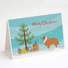 Load image into Gallery viewer, Collie Dog Merry Christmas Tree Greeting Cards -  Blank Note Cards – 8-Pack of Artist-Designed Cards with Envelopes