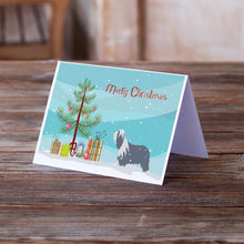 Load image into Gallery viewer, Bearded Collie Dog Merry Christmas Tree Greeting Cards -  Blank Note Cards – 8-Pack of Artist-Designed Cards with Envelopes