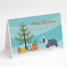 Load image into Gallery viewer, Bearded Collie Dog Merry Christmas Tree Greeting Cards -  Blank Note Cards – 8-Pack of Artist-Designed Cards with Envelopes