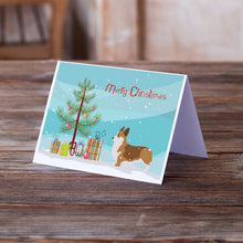 Load image into Gallery viewer, Corgi Merry Christmas Tree Greeting Cards -  Blank Note Cards – 8-Pack of Artist-Designed Cards with Envelopes